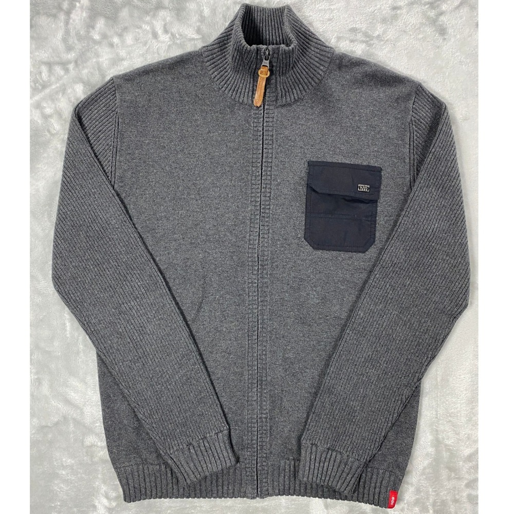 EDC by Esprit Full Zip Cardigan Men Large Heather Gray W 05710 Utility‎ Pocket